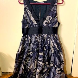 Printed black midi dress